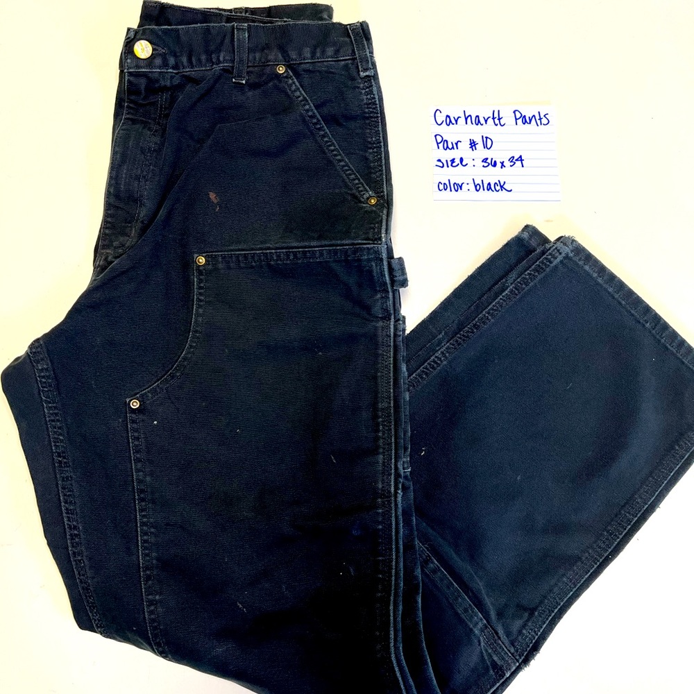 Carhartt Men's BLACK Duck Double Front Work Pants - Dunagree Fit - Sz 36x34